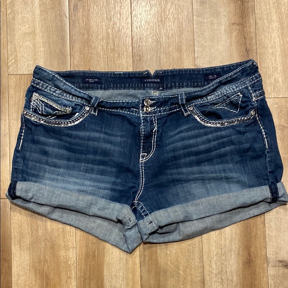 Vigoss Blue Jean Shorts with Cuffed Hem